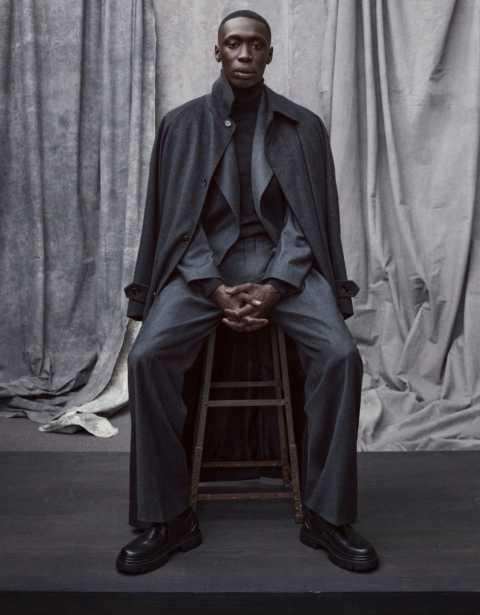 BOSS Fall Winter 2023 Collection Campaign Is Powerfully Intimate GQ   HBME 110 BOSS WI23 Global Campaign Khaby Look1 Digital 001 1568x2009 