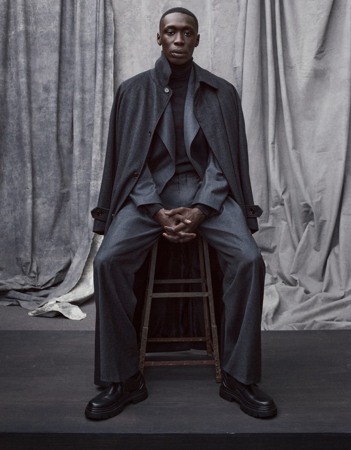 BOSS Fall Winter 2023 Collection Campaign Is Powerfully Intimate GQ   JVAlo9X3 HBME 110 BOSS WI23 Global Campaign Khaby Look1 Digital 001 1200x1538 